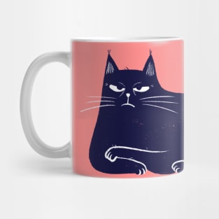 Moody blue cat upset mood - facing left Mug
